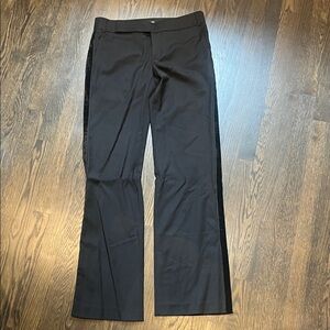 Club Monaco Black Wool Trousers with velvet tuxedo stripe sleek stretchy size 6